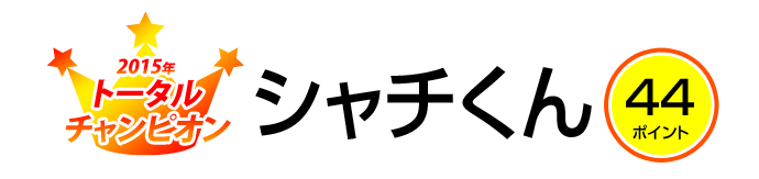 2015年トータルチャンピオン シャチくん 44ポイント